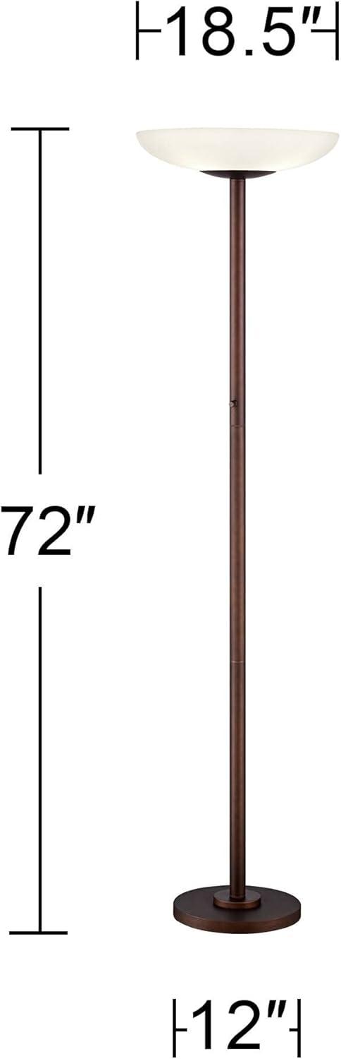 Possini Euro Design Meridian Light Blaster Modern Torchiere Floor Lamp 72" Tall Oil Rubbed Bronze LED Frosted Glass Shade for Living Room Bedroom Home