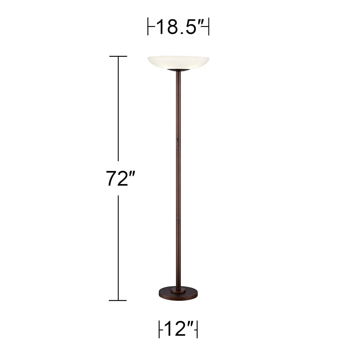 Possini Euro Design Meridian Light Blaster Modern Torchiere Floor Lamp 72" Tall Oil Rubbed Bronze LED Frosted Glass Shade for Living Room Bedroom Home