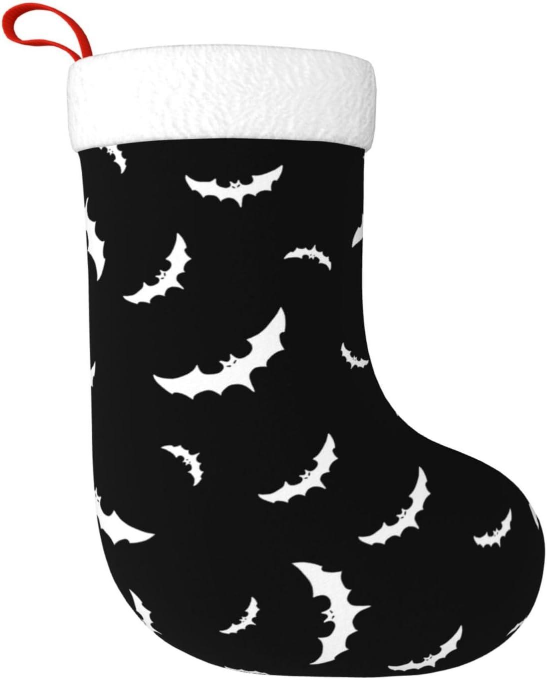 Hotbar Christmas Stocking Bats Silhouette, Plush Xmas Stockings Stair Fireplace Decoration for Holiday Party Festival 1 Pack