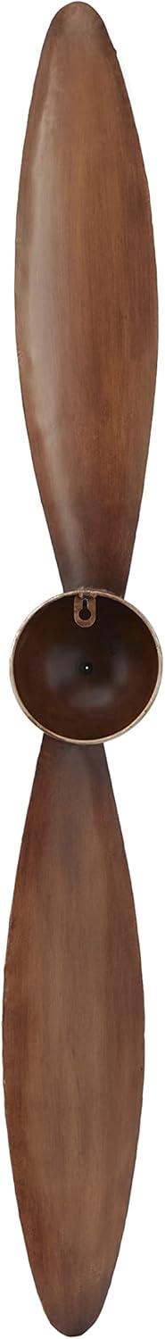 DecMode Brown Metal 2 Blade Airplane Propeller Wall Decor with Aviation Detailing