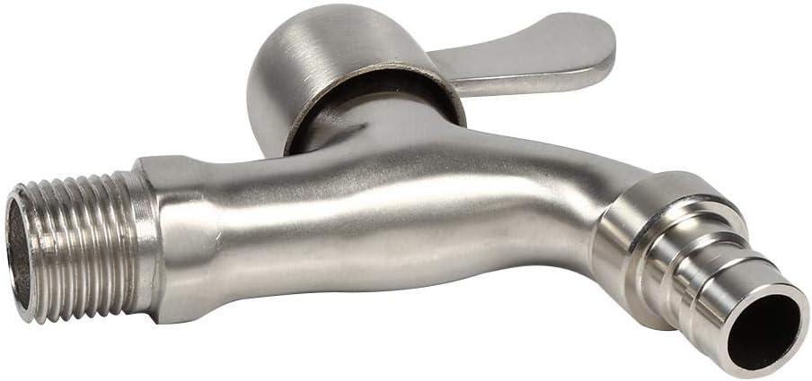 ViaGasaFamido Single Handle Cold Faucet Garden Tap 304 Stainless Steel Outside Wall Mounted Water Faucet for Laundry Bathroom Washing Machine Mop Pool Tub(#1)