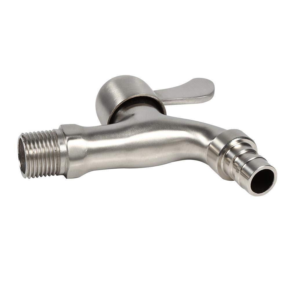 ViaGasaFamido Single Handle Cold Faucet Garden Tap 304 Stainless Steel Outside Wall Mounted Water Faucet for Laundry Bathroom Washing Machine Mop Pool Tub(#1)