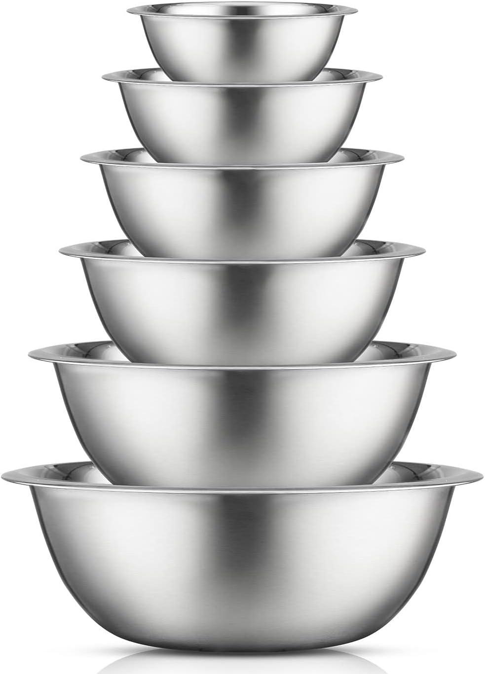 JoyJolt Stainless Steel Food Mixing Bowl Set of 6 Kitchen Mixing Bowls