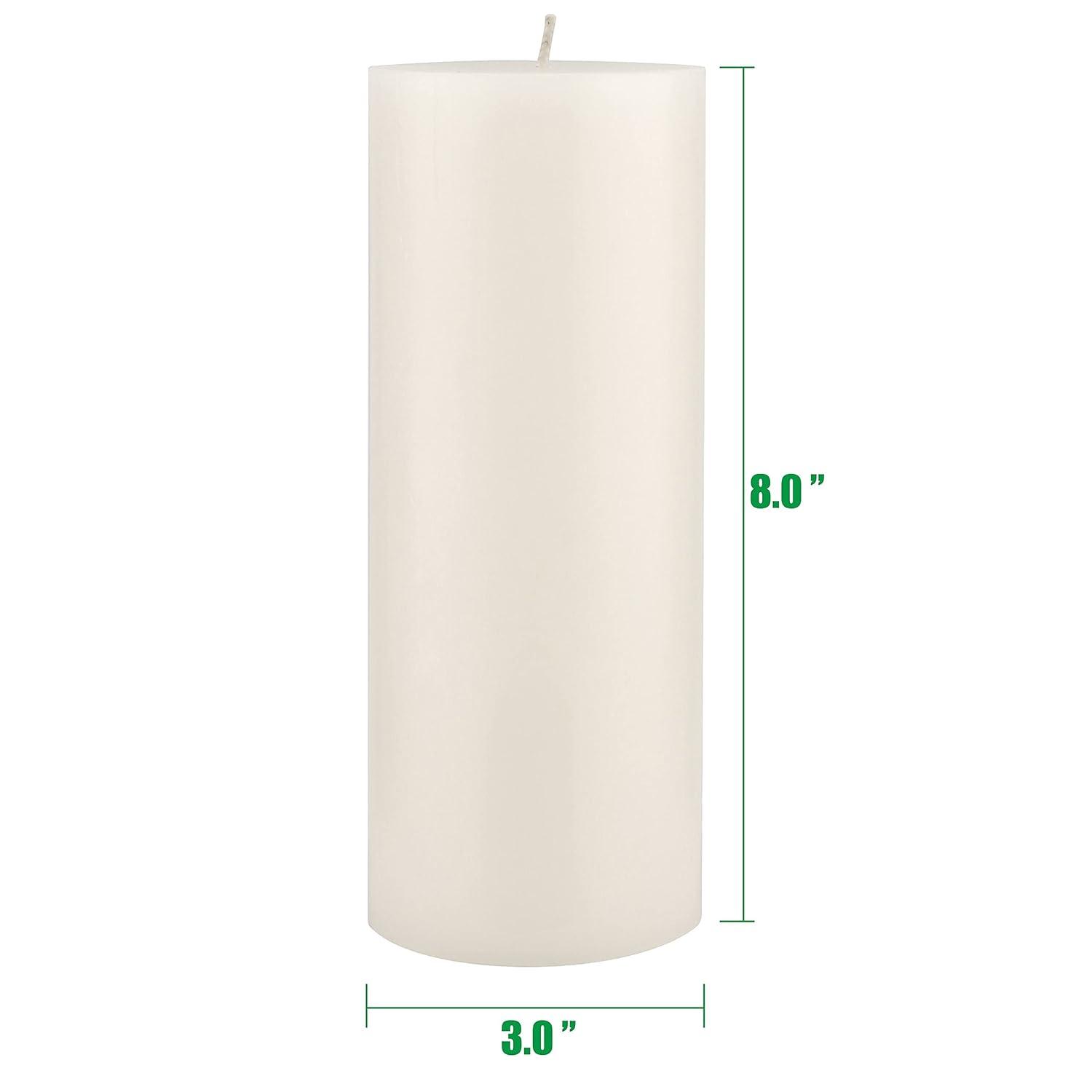 Stonebriar Collection 3"x8" Set of 6pk Unscented Flat Top Smooth Pillar Candle White