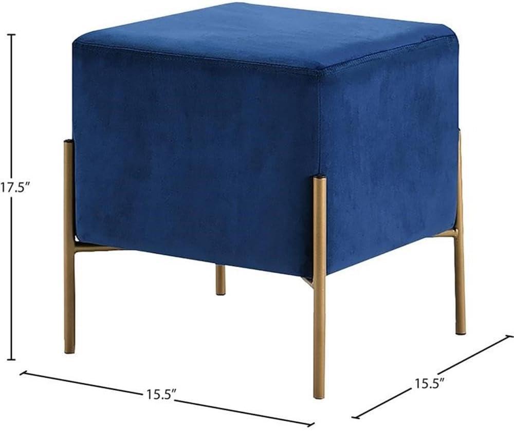 Meridian Furniture Isla Contemporary Velvet Ottoman/Stool in Navy