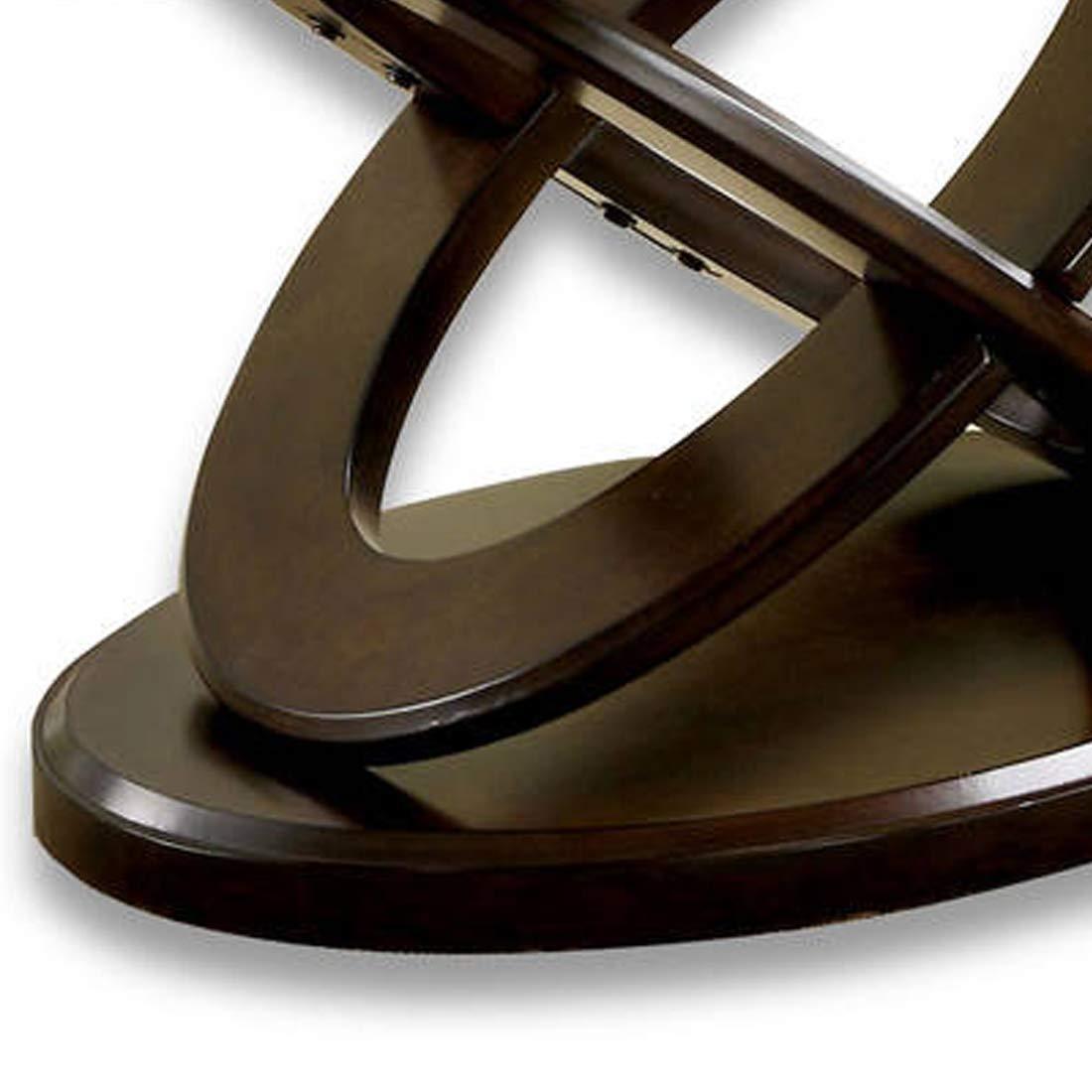 Benjara Oval Glass Top Coffee Table with Cross Oval Base, Brown and Clear