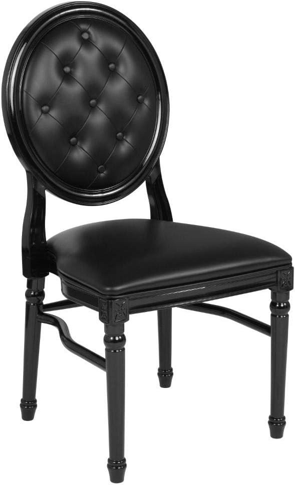 Flash Furniture 2 Pack HERCULES Series 900 lb. Capacity King Louis Chair with Tufted Back, Black Vinyl Seat and Black Frame