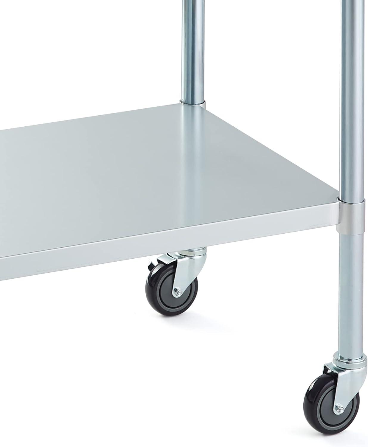 Stainless Steel Prep & Work Table with Caster Wheels, 48 x 30 Inches