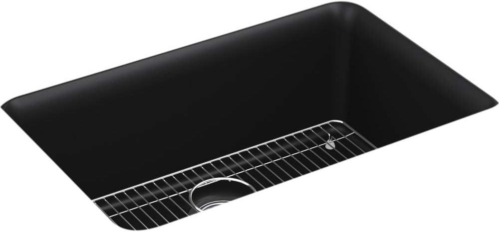 Matte Black Stone Undermount Single-Bowl Kitchen Sink