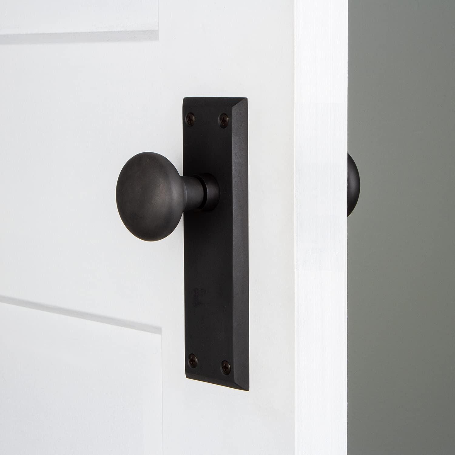 Oil-Rubbed Bronze Rectangular Plate Door Knob Set