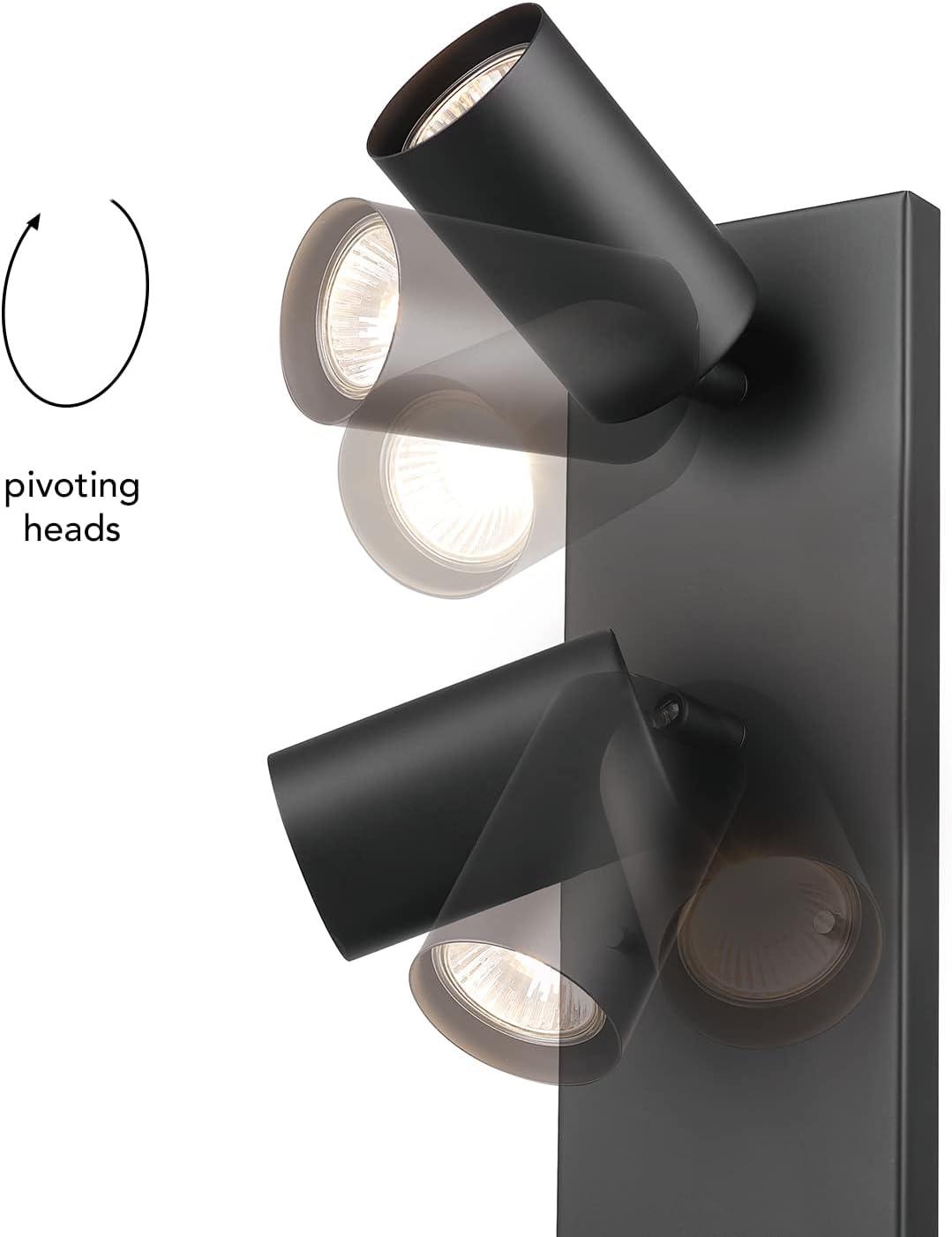 Matte Black Industrial 2-Light Wall Sconce with Pivoting Heads