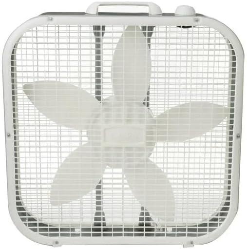 Lasko 20" Classic Box Fan with Weather-Resistant Motor, 3 Speeds, 22.5" H, White, B20200, New