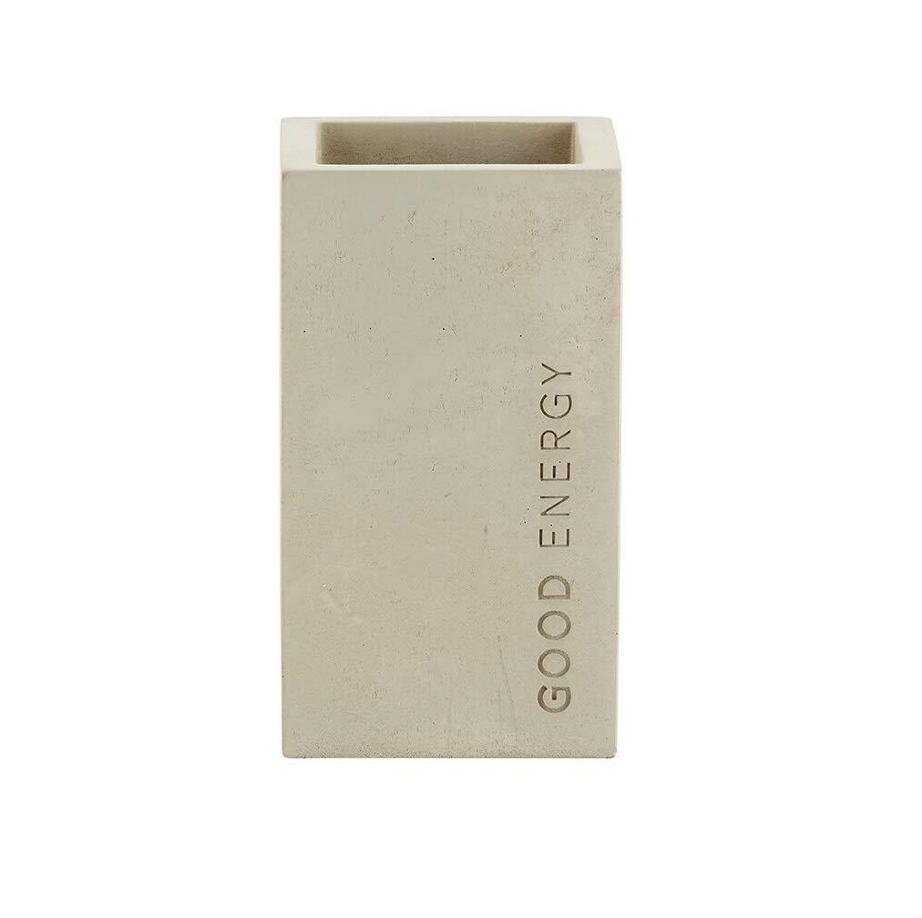 Santa Barbara Design Studio G2765 Good Energy Minimalist Concrete Cement Pen Holder | Scandinavian Style | 2.55" W x 4.41" H