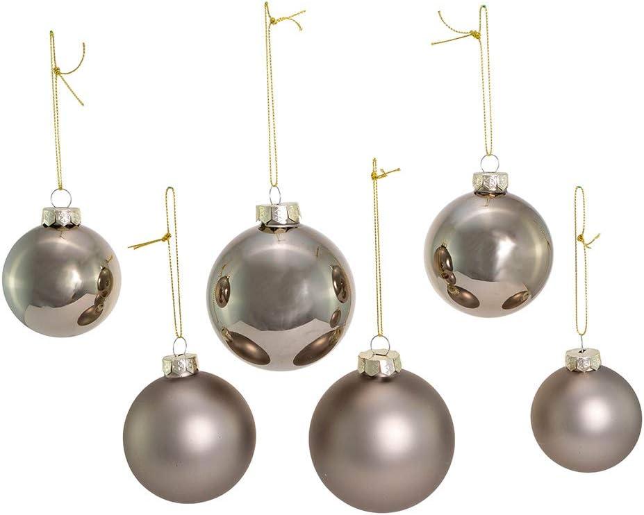 Kurt Adler 60-80MM Shiny and Matte Pewter Glass Ball Ornaments, 20-Piece Set