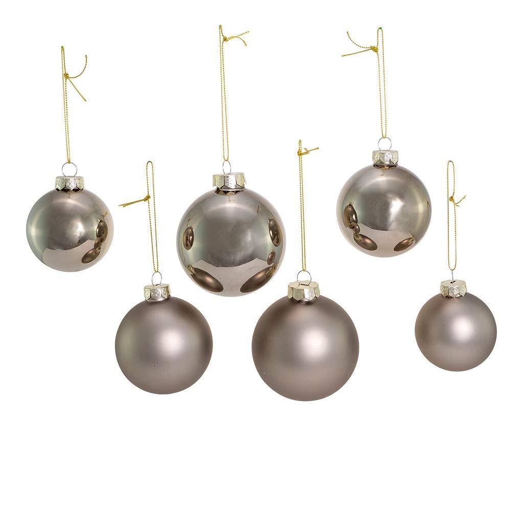 Kurt Adler 60-80MM Shiny and Matte Pewter Glass Ball Ornaments, 20-Piece Set