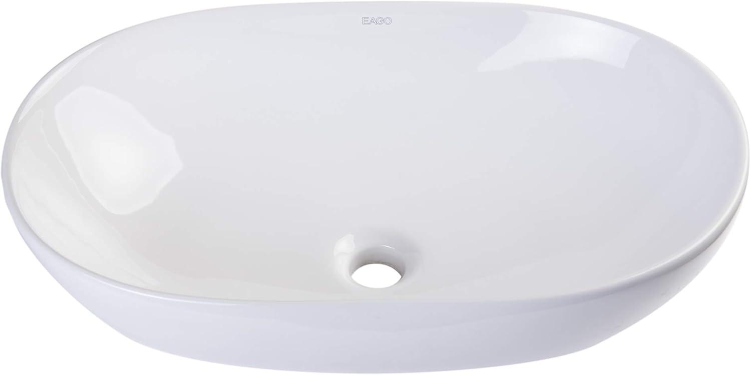 EAGO 14.75'' White Porcelain Oval Bathroom Sink