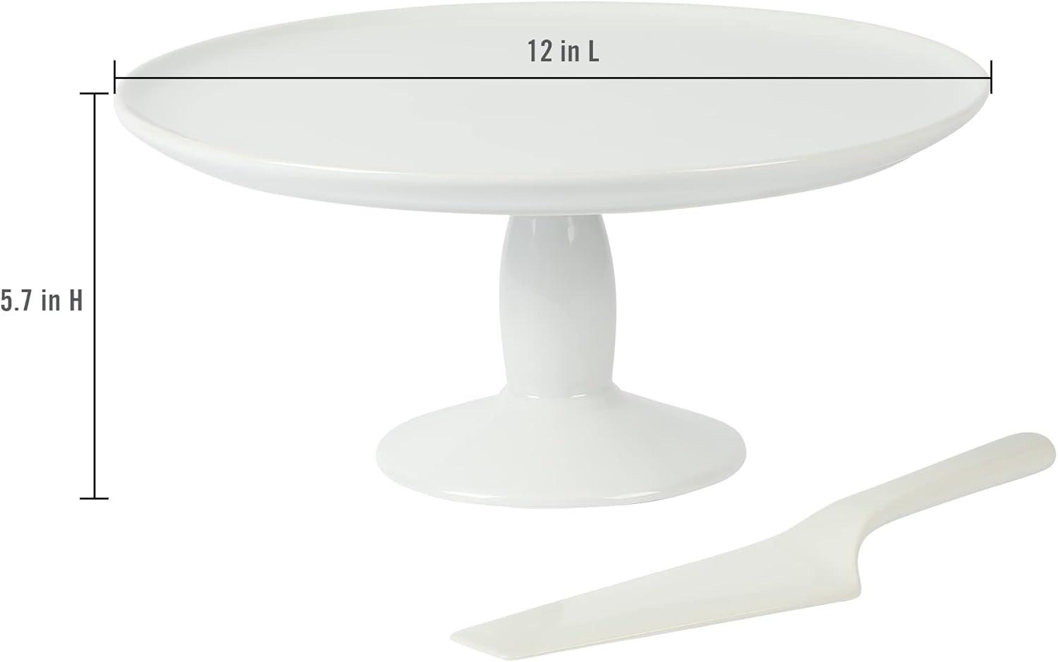 Martha Stewart 12" x 5.7" Stoneware Cake Stand W/ Server - White