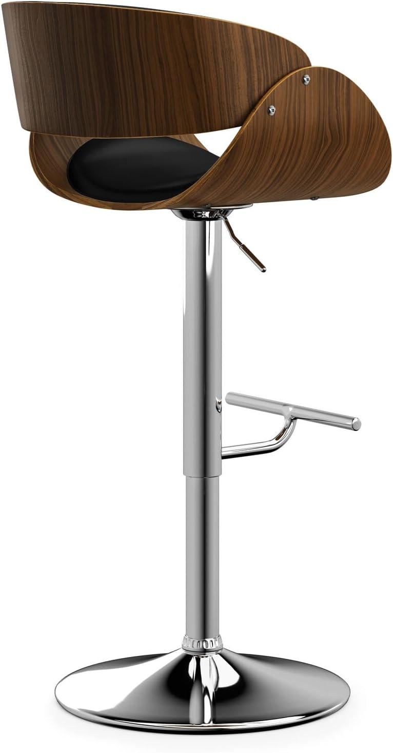 Amery Adjustable Swivel Black Wood and Metal Bar Stool