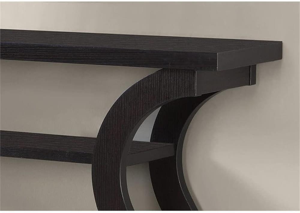 Pemberly Row 47" Three Tier Hall Console Accent Table in Cappuccino