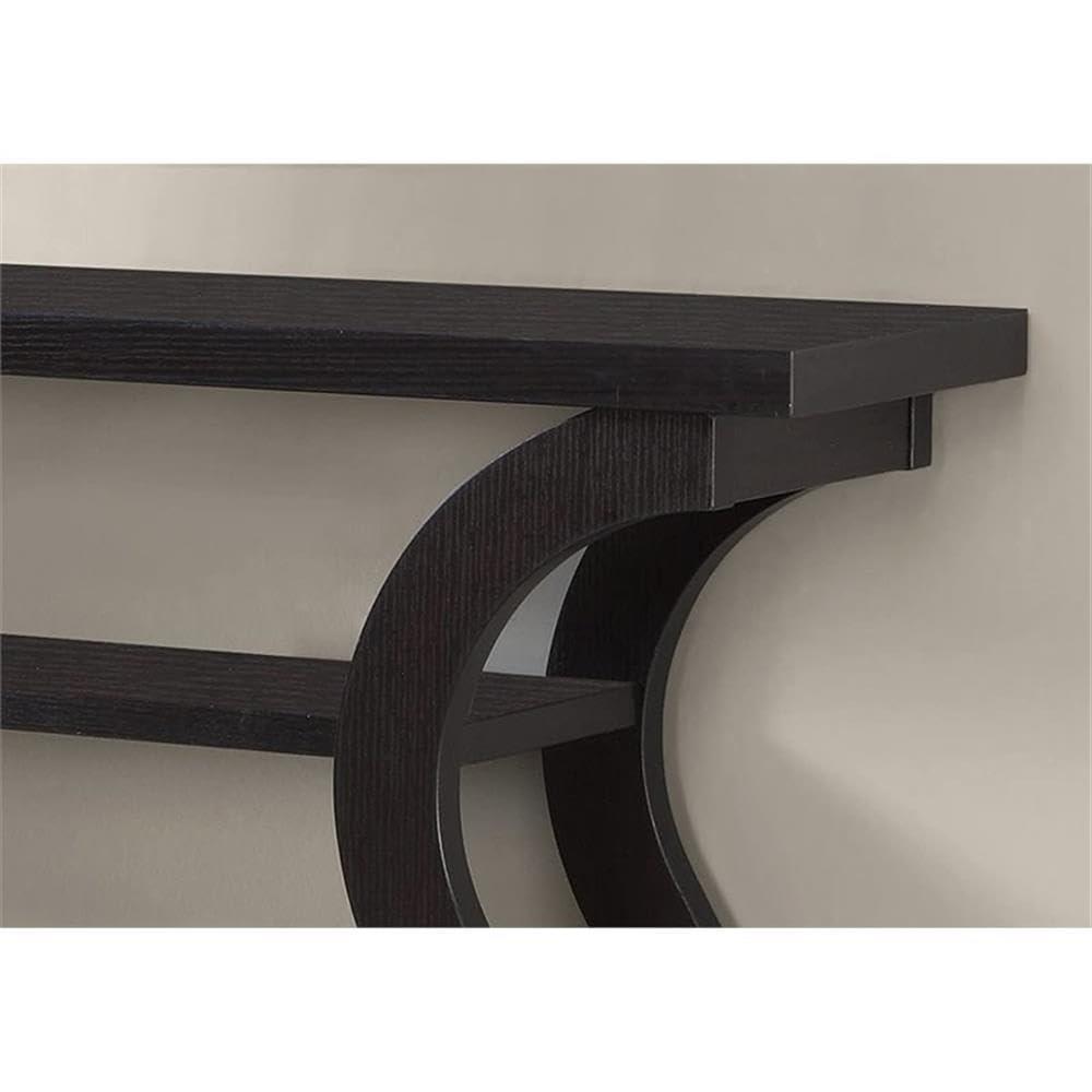 Pemberly Row 47" Three Tier Hall Console Accent Table in Cappuccino
