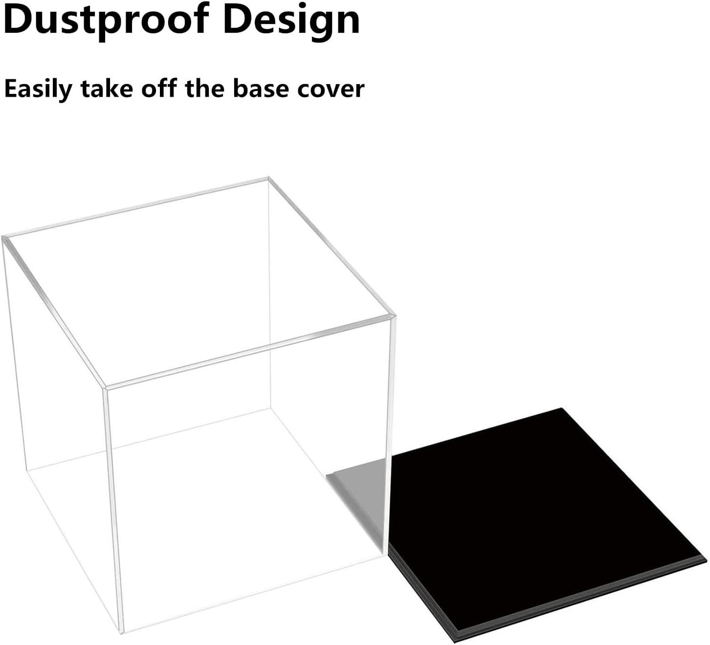 Cliselda Acrylic Display Case with Black Base 5x5x5 inch, Clear Square Acrylic Box Cube Small Storage Containers, Fully Assembled Dustproof Plastic Display Box for Collectibles Action Figures