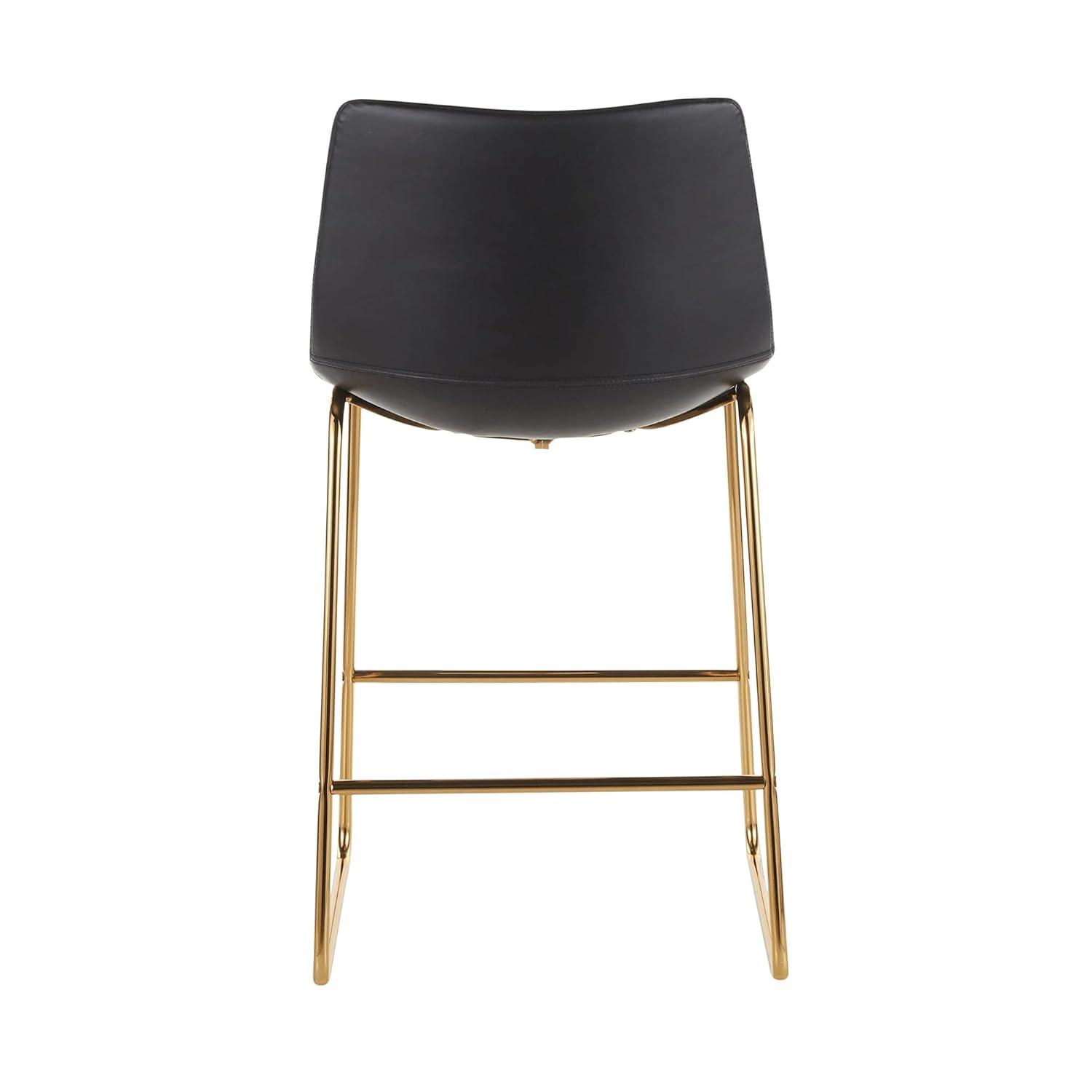 LumiSource Gold Metal, White PU Duke Counter Stool - Set of 2