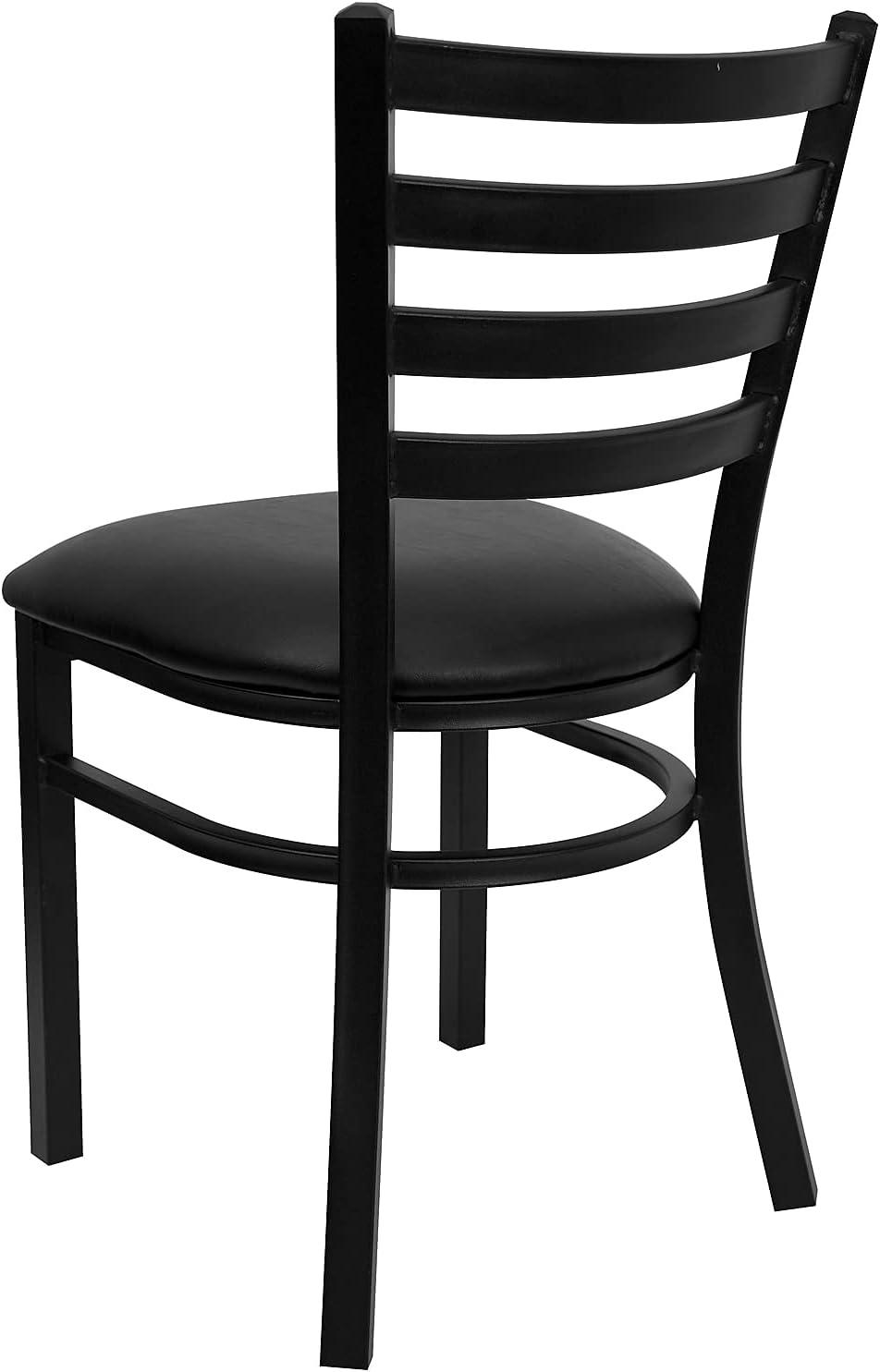 Flash Furniture 2 Pack HERCULES Series Black Ladder Back Metal Restaurant Chair - Black Vinyl Seat