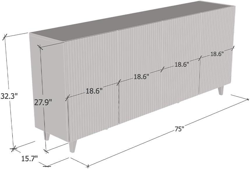 Pafos Oak 75" Modern Matte Sideboard