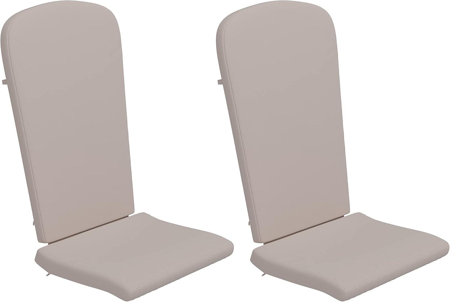 Flash Furniture Charlestown Set of 2 All Weather Indoor/Outdoor High Back Adirondack Chair Cushions, Patio Furniture Replacement Cushions - Cream