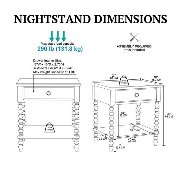 Beckett One Drawer Solid Wood Nightstand
