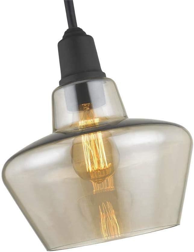 Home Decorators Collection 1-Light Aged Bronze Pendant with Amber Plated Glass Shade and Vintage Bulb