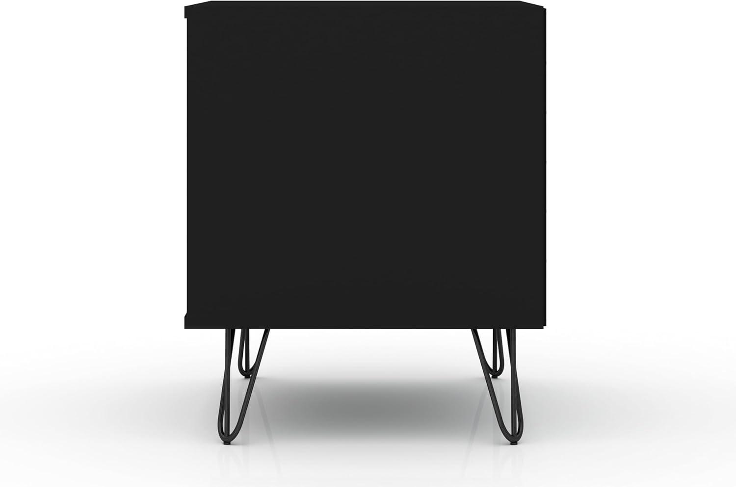 2.0 Rockefeller Nightstand Black - Manhattan Comfort: Modern Bedside Table with Metal Legs & Storage
