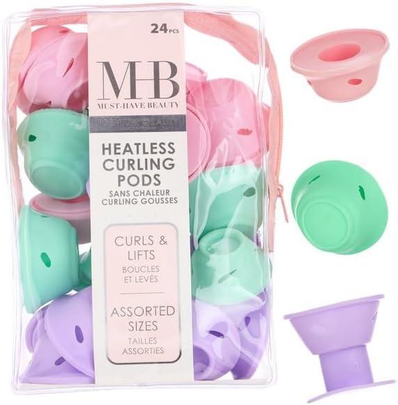 Expressions 24pc Heatless Curling Pods - Silicone Hair Rollers For No Damage Heatless Curls, Heatless Curlers Value Pack, Overnight Hair Curlers For Versatile Hairstyling (BRIGHTS) "