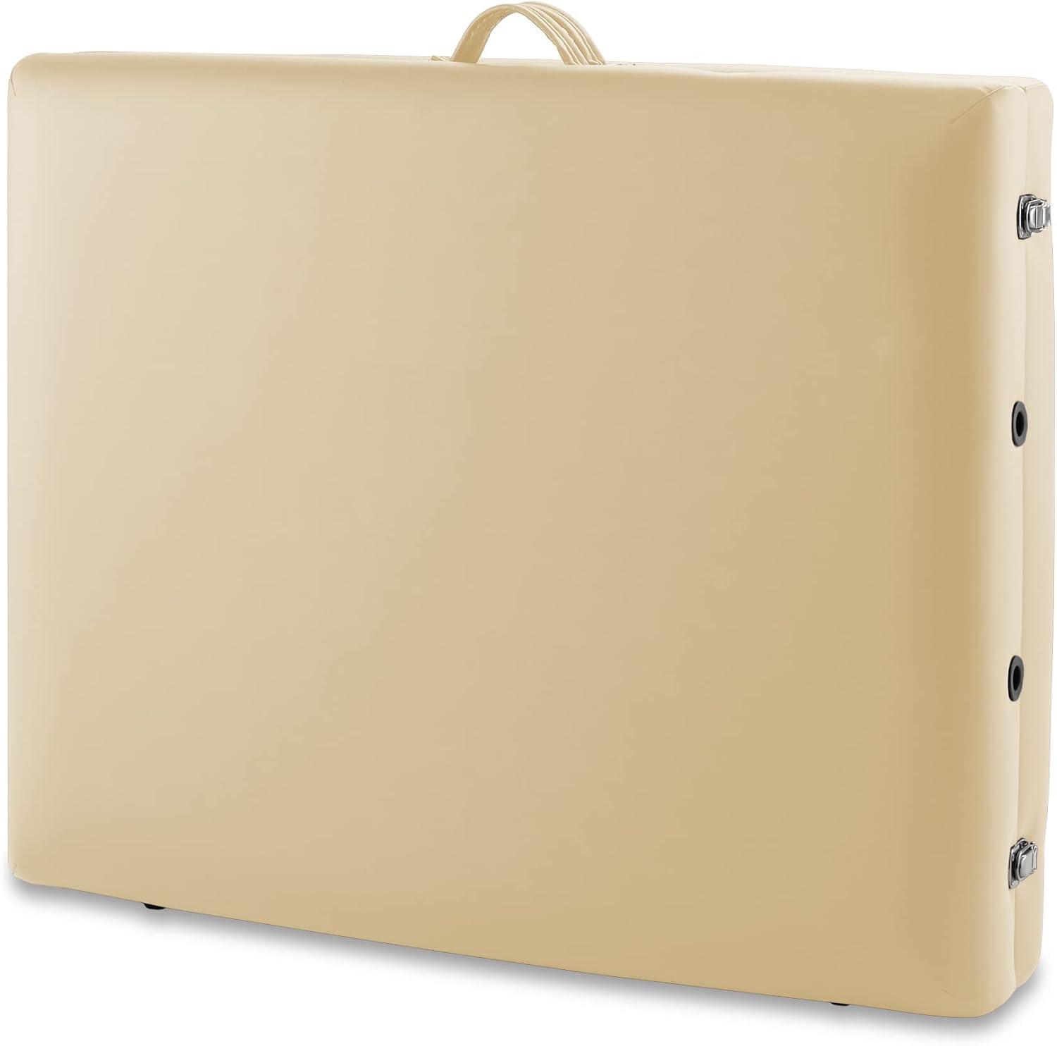 Saloniture Professional Portable Lightweight Bi-Fold Massage Table with Reiki Panels - Cream