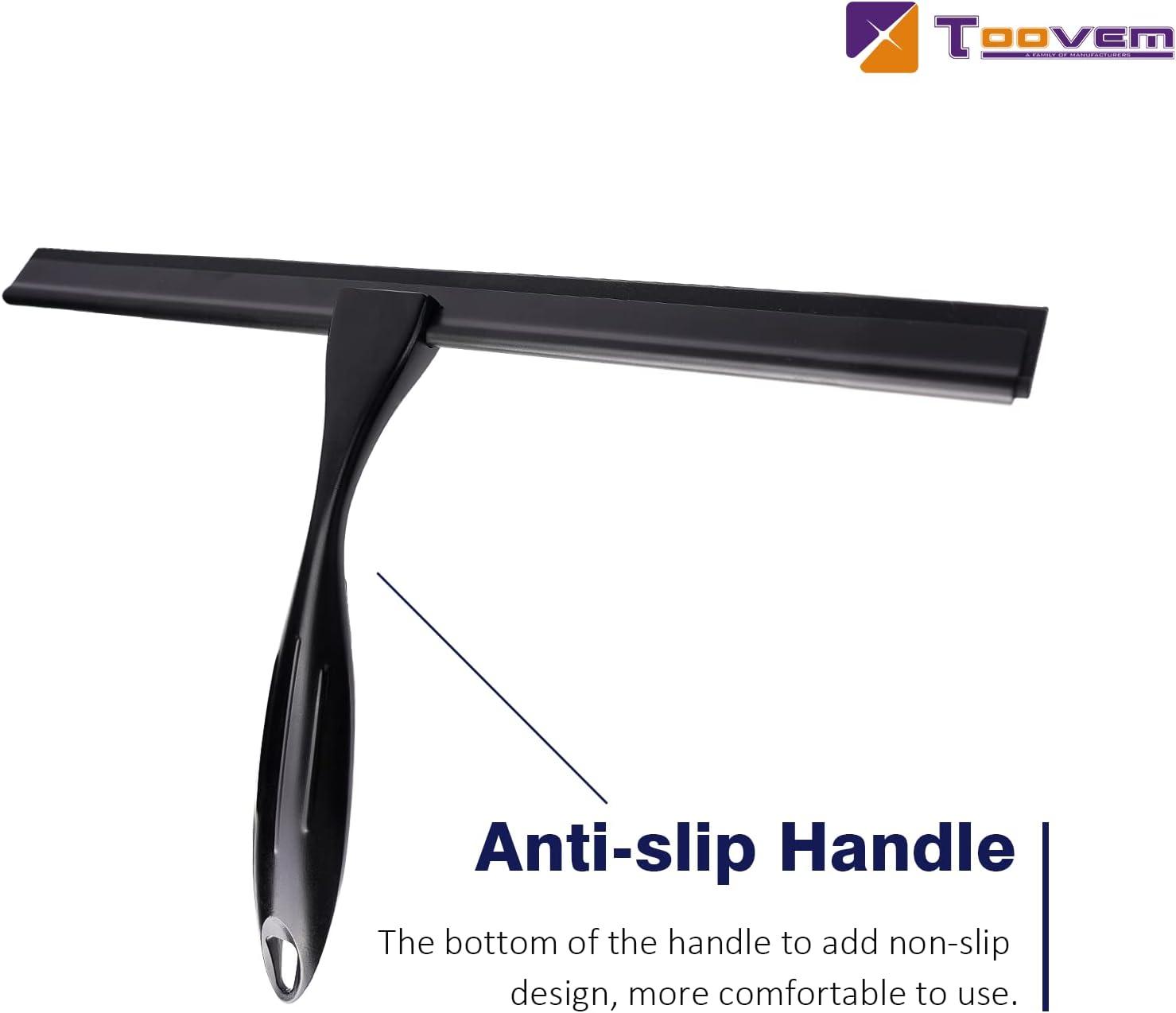 14'' Shower Squeegee, TOOVEM Squeegee for Shower Glass Door for Glass Doors, Windows, Bathroom, Car Windshield, Black