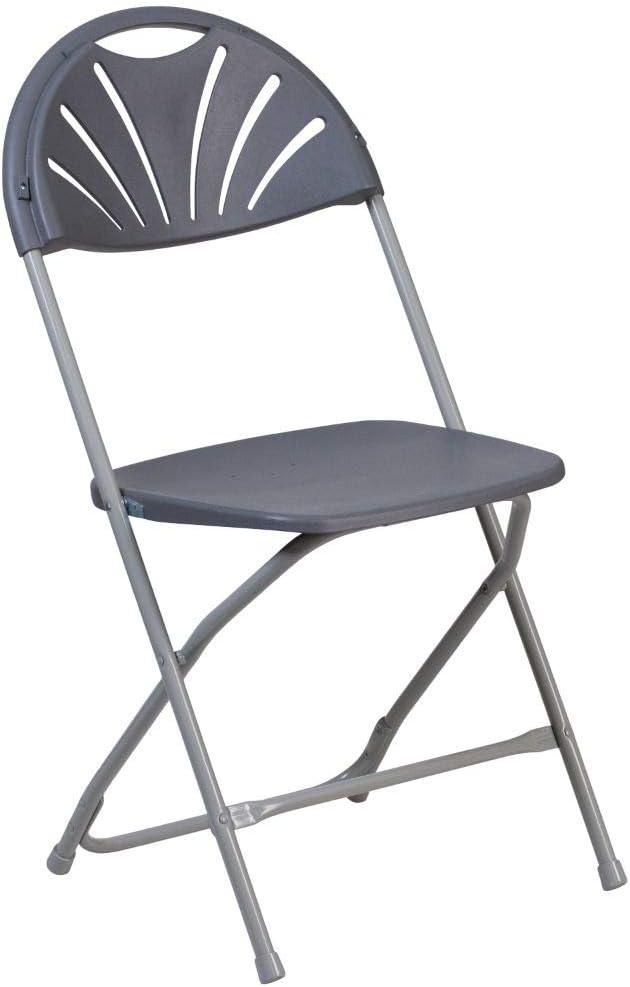 Charcoal Fan Back Plastic Folding Chair Duo, 650 lb. Capacity