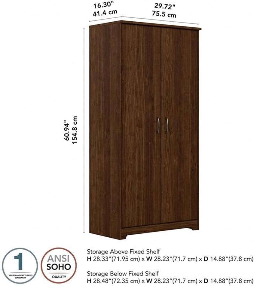 Modern Walnut Tall Kitchen Pantry Cabinet with Doors