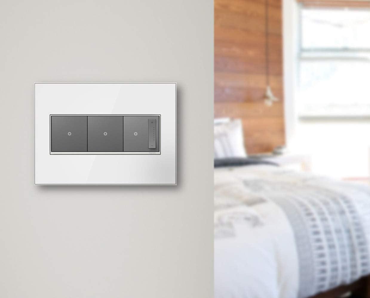 Legrand Adorne Mirror White 3-Gang Wall Plate with Satin Nickel Frame