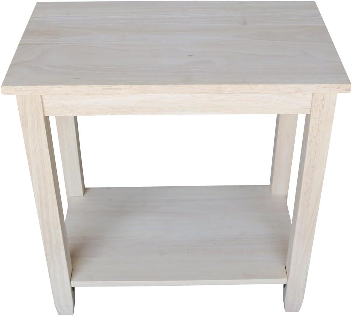 Solano Accent Table - International Concepts: Durable Parawood, Rectangle, Shelf Storage