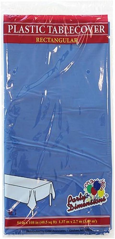 Party Dimensions 41222 54 inch x 108 inch Blue Rectangular Plastic Tablecover - 48 Per Case