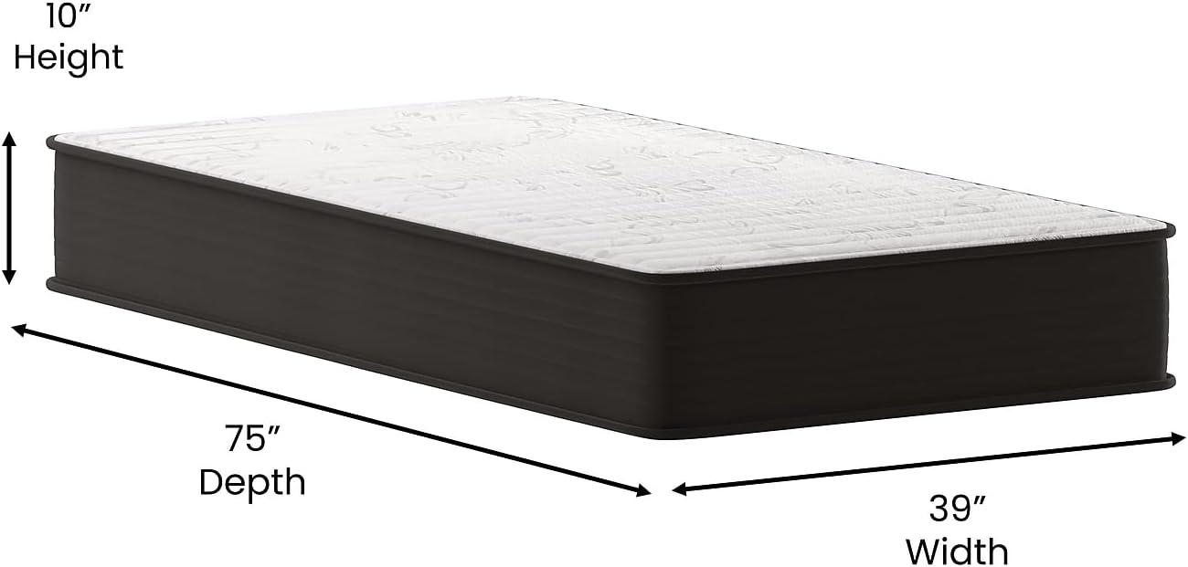 Twin 10" White and Black Innerspring Adjustable Mattress