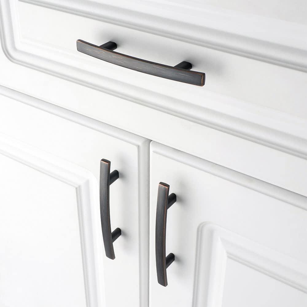 Oil Rubbed Bronze Curved Bar Cabinet Pulls with Mounting Hardware