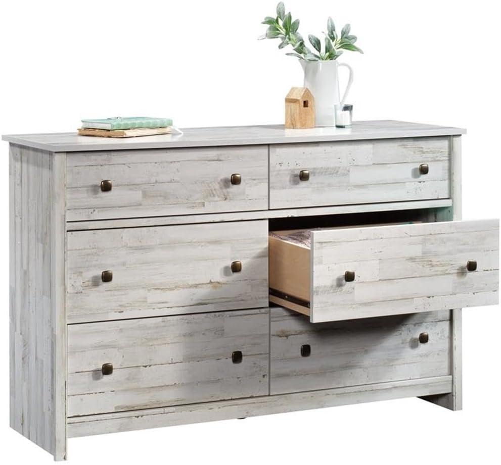 River Ranch 6 Drawer Dresser White Plank - Sauder: Modern Storage Solution for Adult Bedroom