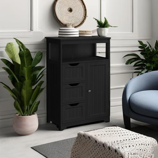 Wooden Bathroom Floor Cabinet w/ Drawers, Kitchen Cupboard Living Room Cabinet