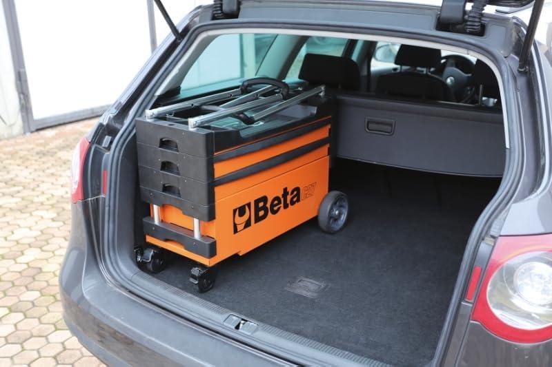 Beta Beta C27S Collapsible Tool Cart, 4” Steering Casters with Brake, 110 Pound Load Capacity