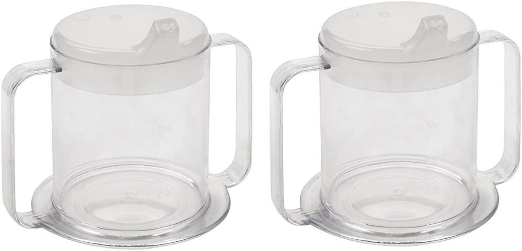 Independence 2-Handle Plastic Mug with 2 Lids, Lightweight Drinking Cup with Easy-to-Grasp Handles for Hot and Cold Beverages, Spill-Resistant Adult Sippy Cup (2-Pack)