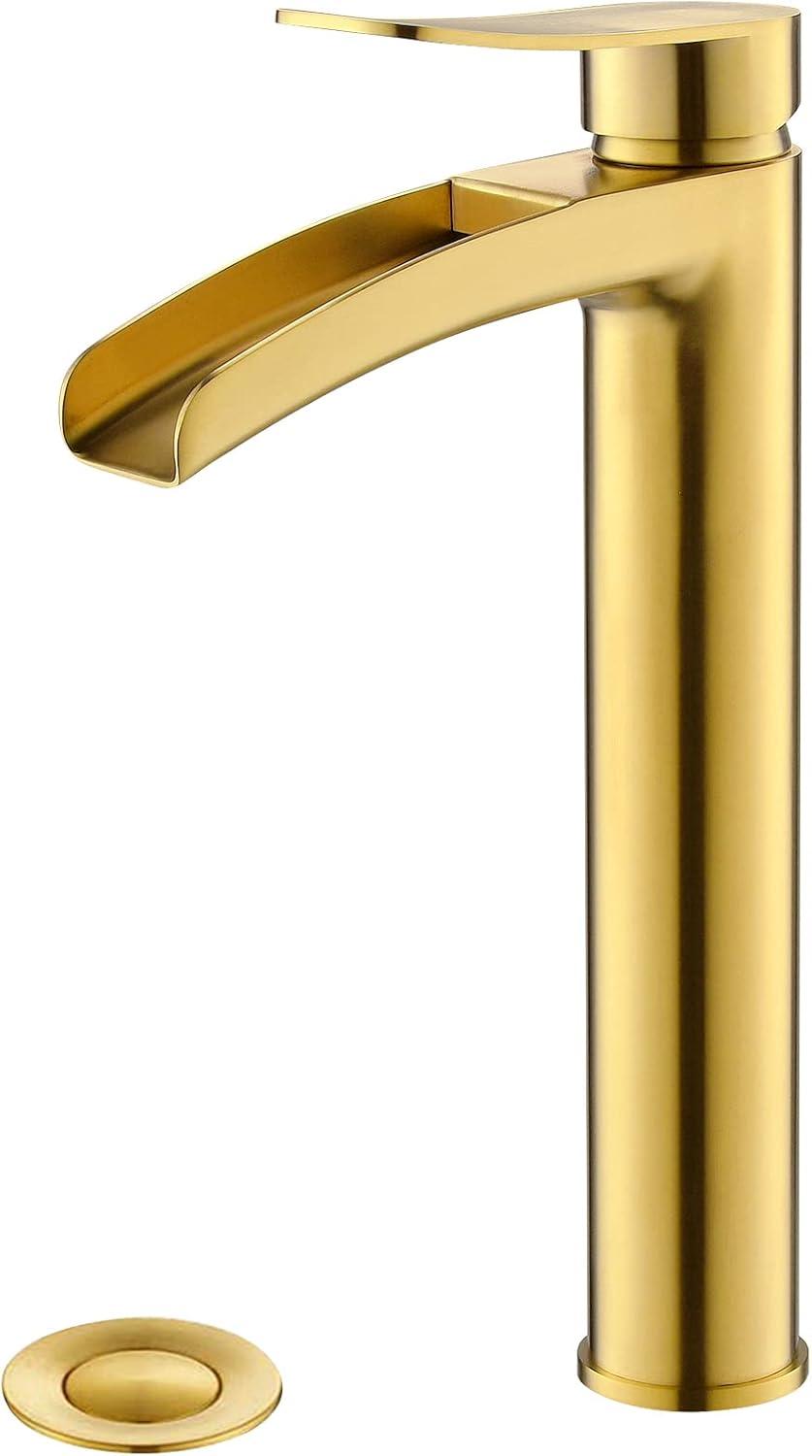 Brushed Gold Tall Single Handle Bathroom Faucet