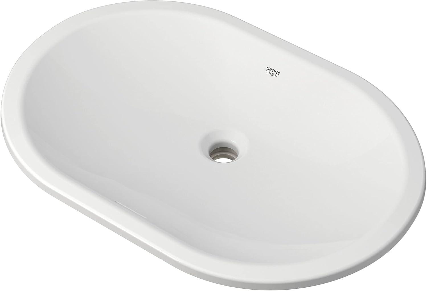 Essence Alpine White Oval Undermount Bathroom Sink with Overflow