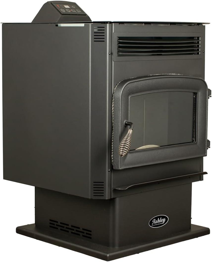 Ashley Black Steel Medium Pedestal Wood Pellet Stove