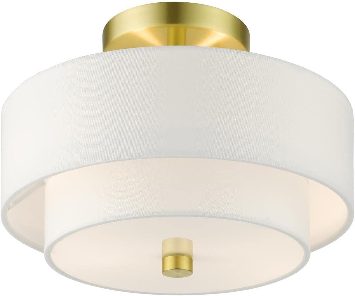 Satin Brass Glass Drum LED Indoor/Outdoor Light Fixture